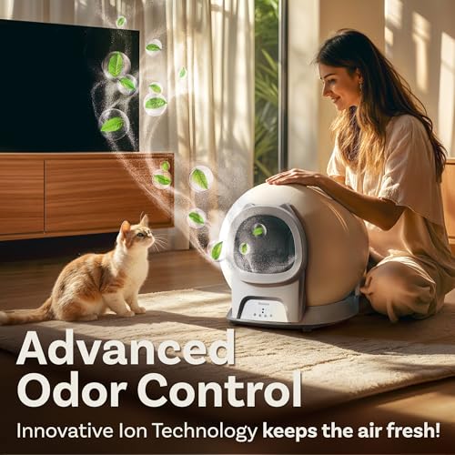 Self Cleaning Litter Box with Auto Safety Sensors for Multiple Cats - Automatic Cat Litter Box Self-Cleaning