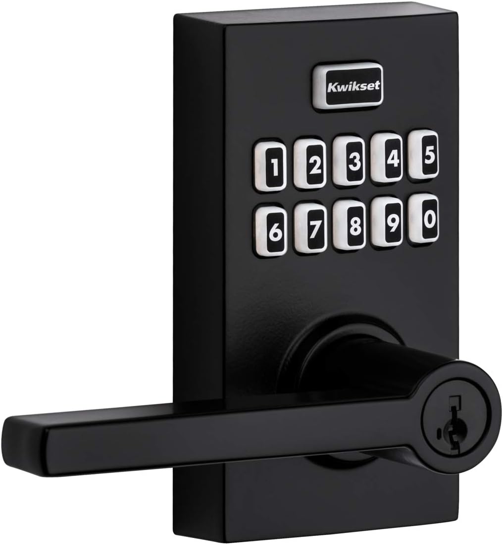 Kwikset 99170-003 SmartCode 917 Keypad Keyless Entry Contemporary Residential Electronic Lever Lock Deadbolt Alternative with Halifax Door Handle and