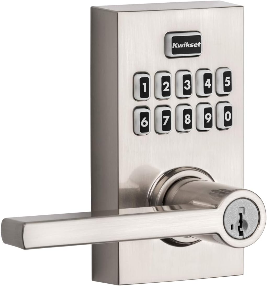 Kwikset 99170-003 SmartCode 917 Keypad Keyless Entry Contemporary Residential Electronic Lever Lock Deadbolt Alternative with Halifax Door Handle and