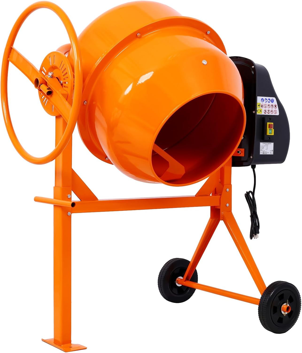 5 CU FT Electric Cement Mixer, Portable Electric Concrete Mixer Machine With Wheel & Stand