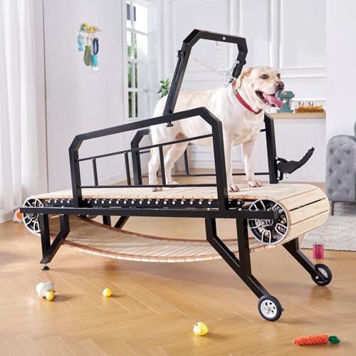 Albott Dog Treadmill for Large & Medium Dogs with Pace Adjustbable Brake and Roller Wheels, Enlarged Indoor Slatmill for Dogs to Keep Fit and Healthy