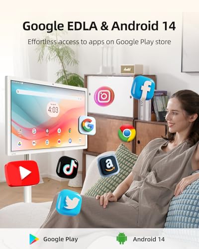 25 Inch Portable TV - Smart Touch Screen with Google Play, Android 14, Qualcomm 8G RAM+128G Storage, 1080P Smart Handy TV with 8MP Camera and Battery
