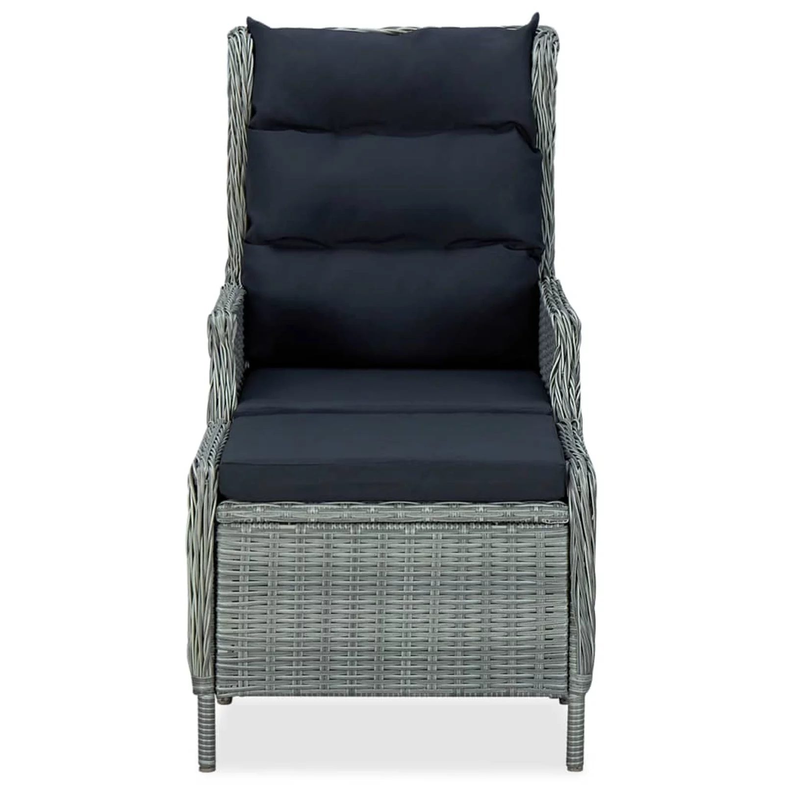 Suzicca Reclining Patio Chair with Footstool Poly Rattan Gray
