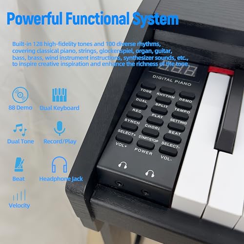 Digital Piano 88 Keys,Keyboard Piano,Touch-Sensitive,Electric Piano,Semi Weighted,Upright,Acoustic,Beginners,Adults,Full Size,Stand,Pedal