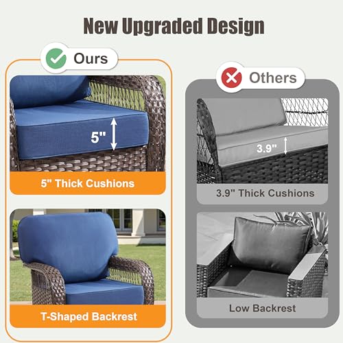 7 Pieces Outdoor Furniture Set with Swivel Chairs
