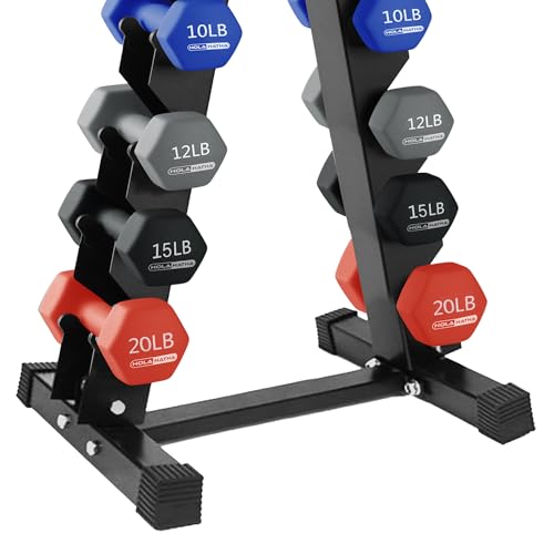 HolaHatha Neoprene Dumbbell Free Hand Weight Set with Rack, Ideal for Home Exercises to Gain Tone and Definition
