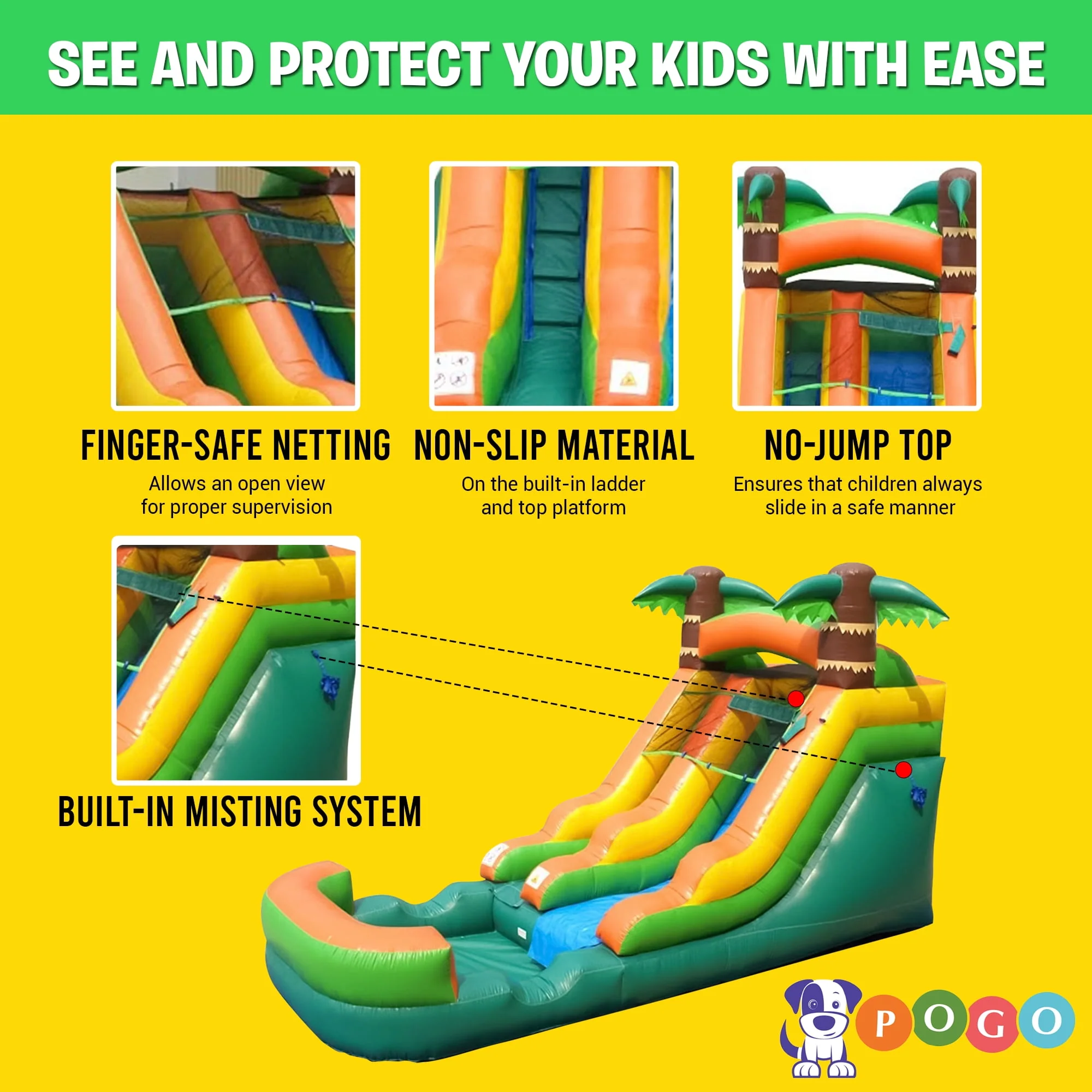 Pogo Bounce House Crossover Kids Inflatable Water Slide, Pink Unicorn with Blower, 12 ft