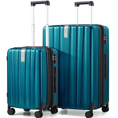 Hanke 29 Inch Luggage Suitcases With Spinner Wheels Lightweight PC hardside Rolling Suitcase With Travel Lock, Checked-Large 29-Inch(Blackish Green)