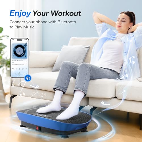 MERACH Vibration Plate Exercise Machine, Whole Body Workout Equipment for Women, Bluetooth and Silicone Pedal, Vibration Plate with Auto Mode