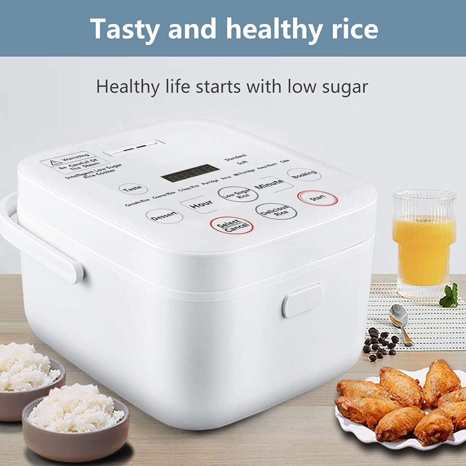 Small Rice Cooker 5 cup Low Carb Smart Ricecooker Reduce Sugar Multi-functional Rice Cooker White Rice Brown Rice, Mixed Rice And Porridge(White)