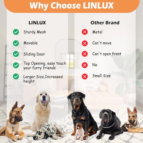 LINLUX 47 Inch XL Dog Crate Furniture, Wooden Heavy Duty Dog Kennel Indoor, Decorative Dog Cage Table for Extra Large Dogs, with Sliding Doors