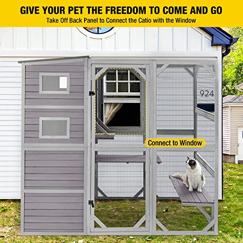 Aivituvin Large Cat Catio 4 Tiers Cat Enclosures House for Outdoor Indoor Cats with Weatherproof Roof, 3 Resting Rooms, 3 Platforms