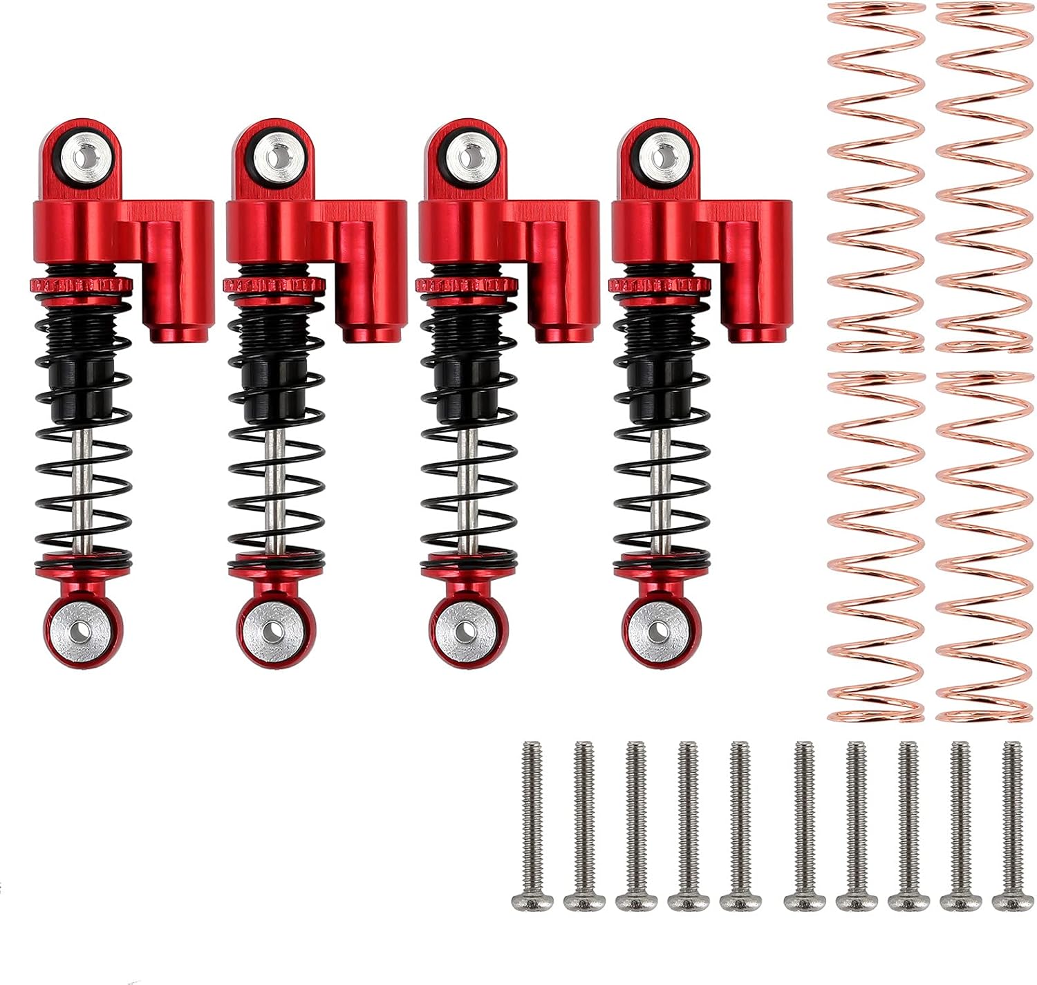 INJORA RC Car Aluminum Shocks Absorber Set Assembled for 1/24 RC Crawler Axial SCX24 AXI90081（Black＆Gold）