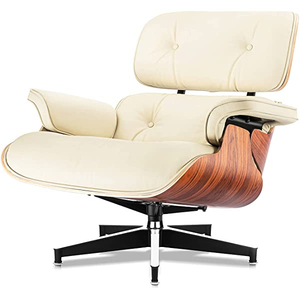 Mid Century Lounge Chair and Ottoman, Modern Chair Classic Design, Top Grain Leather Palisander Wood, Heavy Duty Base Support for Living Room, Study