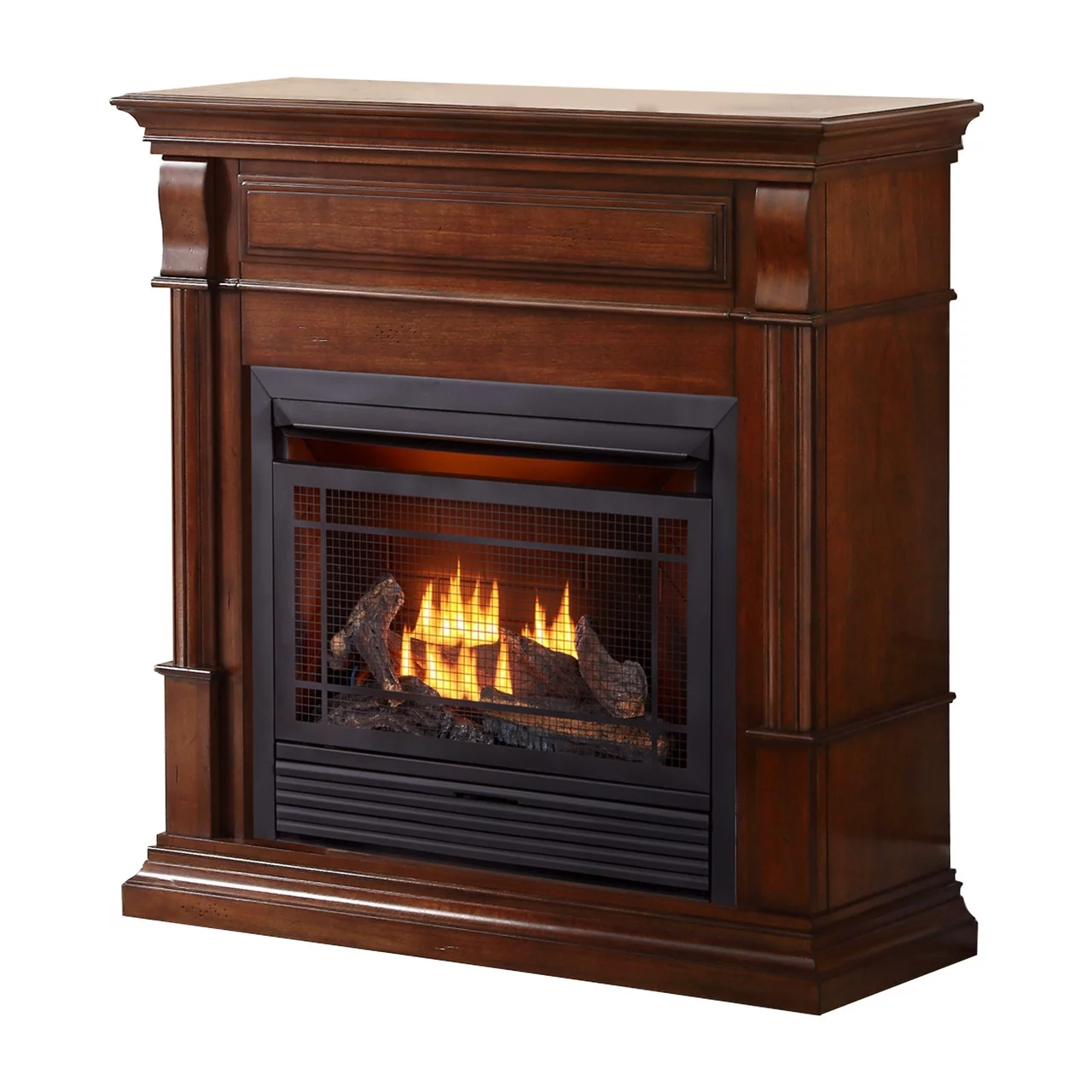 Duluth Forge Dual Fuel Ventless Gas Fireplace - 26,000 BTU, Remote Control, Auburn Cherry Finish