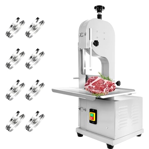 2000W Commercial Bandsaw Machine, 20x16" Stainless Table, 0.04-8" Cutting Thickness, Electric Bone Saw Machine with 8 Blades