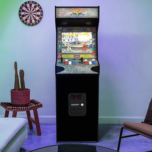 Arcade1Up Street Fighter II CE HS 5 Deluxe Arcade Machine, Compact 5' Tall Stand Up Cabinet with 14 Classic Games and 17" BOE Screen, Black