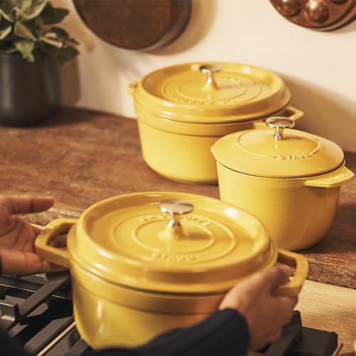 STAUB Cast Iron Dutch Oven 5.5-qt Round Cocotte, Made in France, Serves 5-6, Black Matte