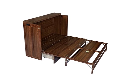Queen Murphy Bed with Desk and Removable Shelves on Each Side, Murphy Bed Chest Murphy Bed Frame w/USB Port for Home Office, Studio or Guest Room