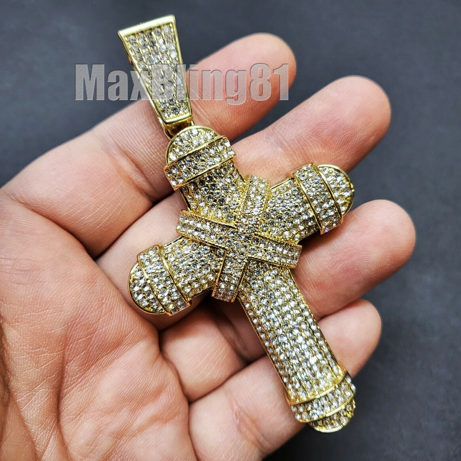 Hip Hop Jewelry Holy Large Cross & 10mm 18" 20" 24" 30" Cuban Chain Necklace