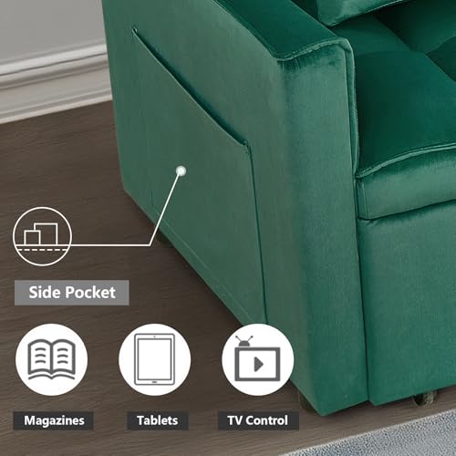3 in 1 Convertible Sleeper Sofa Bed,Futon Loveseat Couch with Pull-Out Bed & Adjustable Backrest
