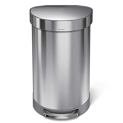 simplehuman 45 Liter / 12 Gallon Semi-Round Automatic Sensor Trash Can, Brushed Stainless Steel