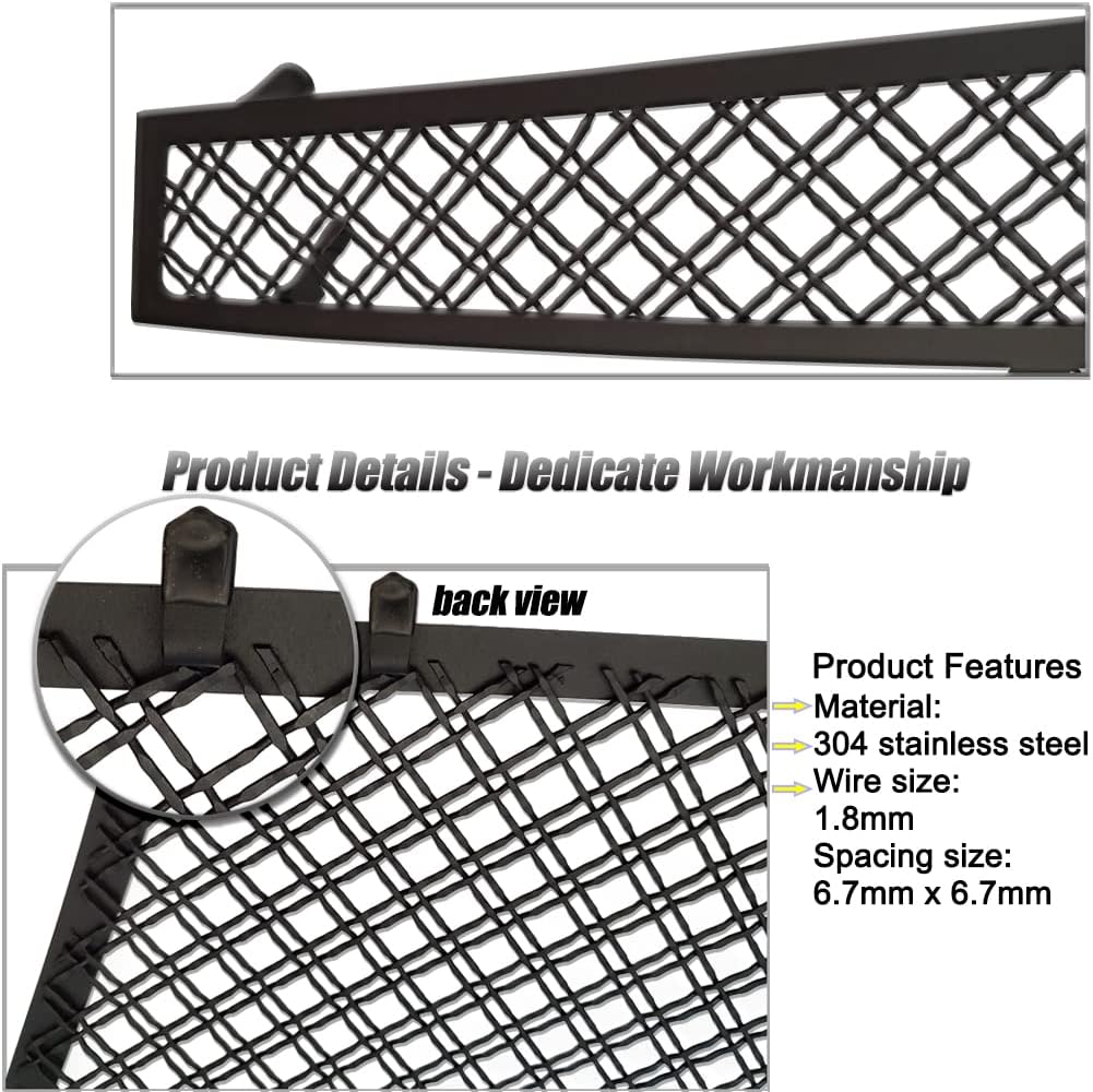 Compatible with 2008-2013 Cadillac CTS Stainless Steel Mesh Grille Grill Insert Combo (Not For CTS-V or model with Adaptive Cruise Control) (chrome