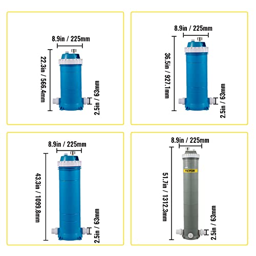 VEVOR Cartridge Pool Filter, 50-525Sq. Ft Filter Area Inground Pool Filter