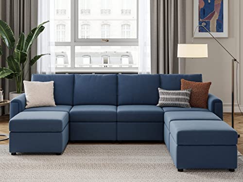 LINSY HOME Modular Sectional Sofa, Convertible U Shaped Sofa Couch with Storage, Memory Foam, Modular Sectionals with Ottomans