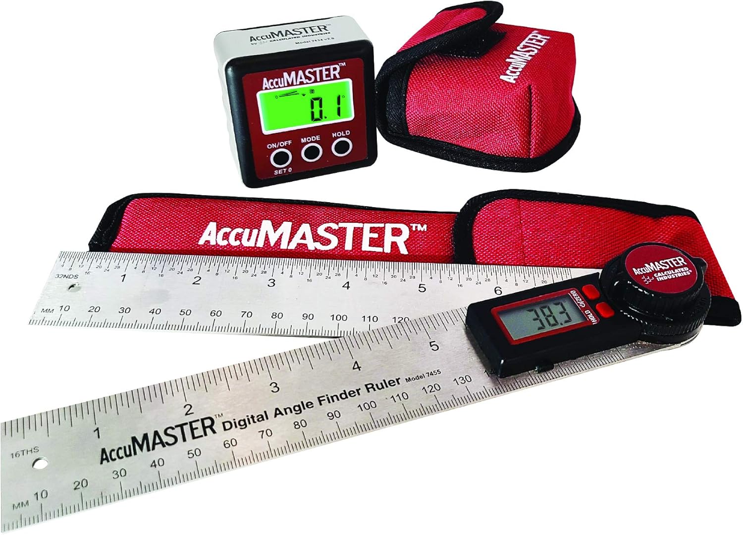 Calculated Industries 7489 AccuMASTER Value Pack – 2-in-1 Digital Angle Gauge plus the Digital 7-Inch Angle Finder Ruler | Accurate Precision Tools