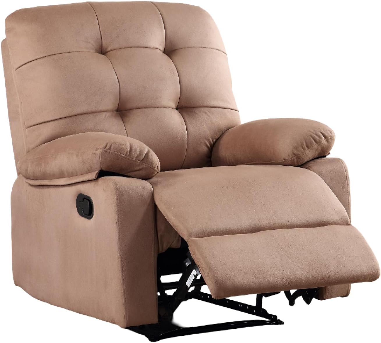 Contemporary Peat Color Plush Microfiber Motion Recliner Chair 1pc Couch Manual Motion Plush Armrest Tufted Back Living Room Furniture