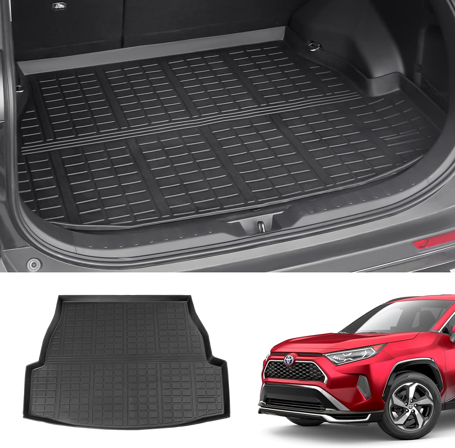 Xipoo Fit 2019 2020 2021 2022 Toyota RAV4 Trunk Mat Rear Cargo Mat Cargo Liner Trunk Liner for Toyota RAV4 Accessories (Rear Trunk Mat)