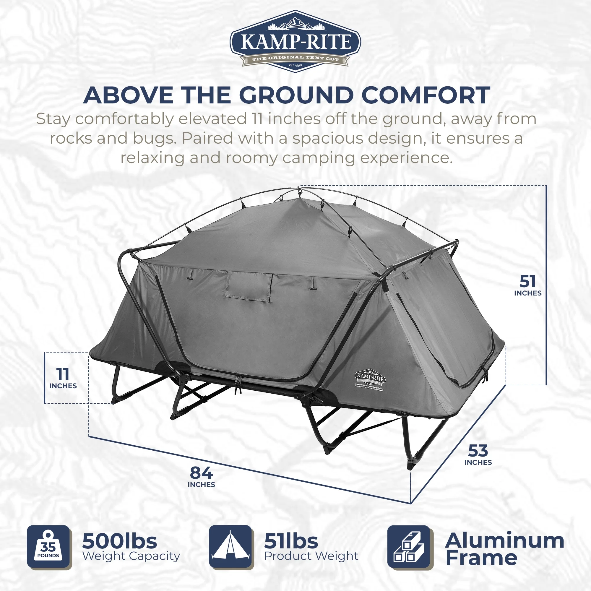 Kamp-Rite Double Quick Setup 2 Person Elevated Cot, Lounge Chair, & Tent