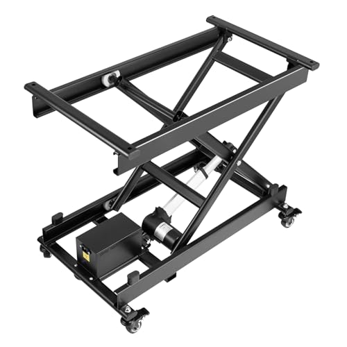 VEVOR Electric Lift Table, 330 lbs Capacity Single Scissor Lift Table, 8-28 in Height Adjustable Lifting Platform, Coffee Table Lift with 4 Wheels