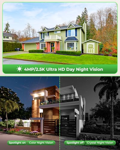 CAMCAMP Solar Security Cameras Wireless Outdoor with 10" Monitor, 10CH NVR 2K Solar Home Security Camera System with 360° Color Night Vision