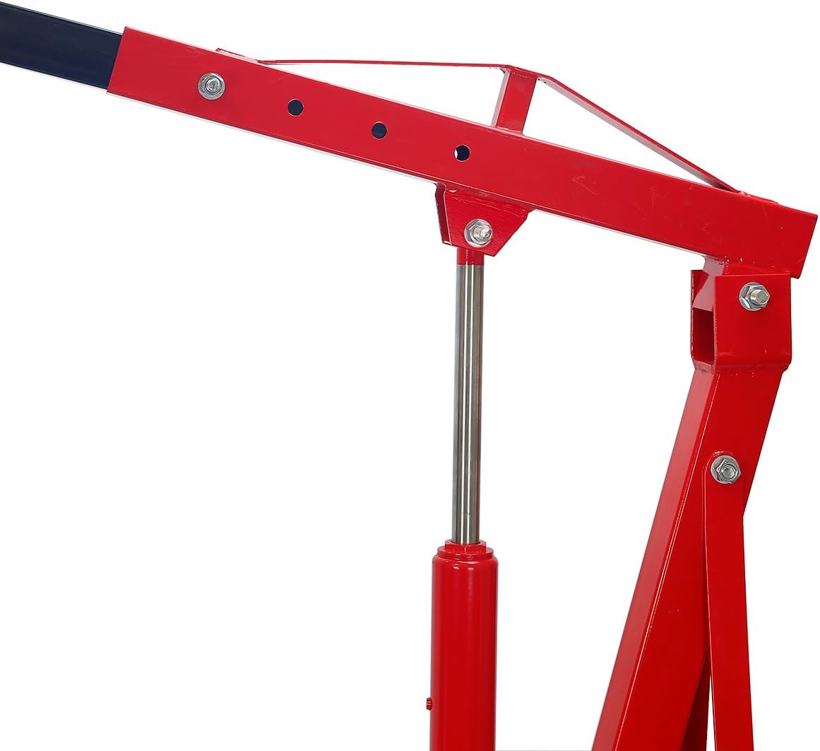 Stark 2 Ton Engine Hoist Stand Cherry Picker Ship Crane Folding Lift Garage Workshop Auto Repair Foldable Stand, Red