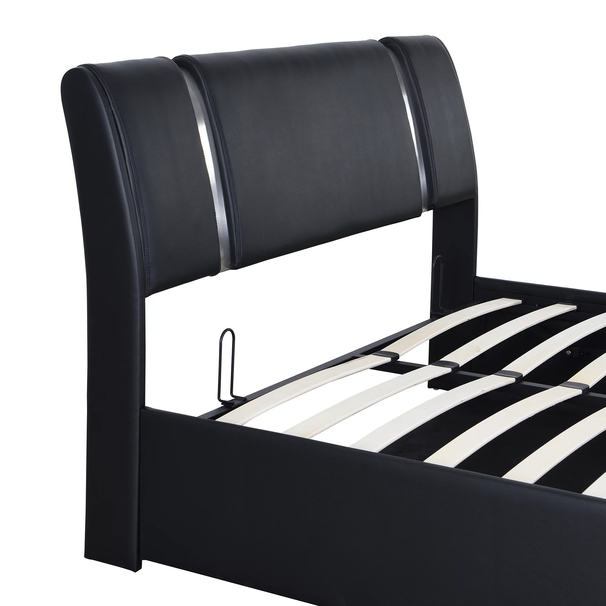 Churanty Queen Size Lift Up Storage Bed,PU Upholstered Platform Bed with Hydraulic Storage System and Headboard,Black