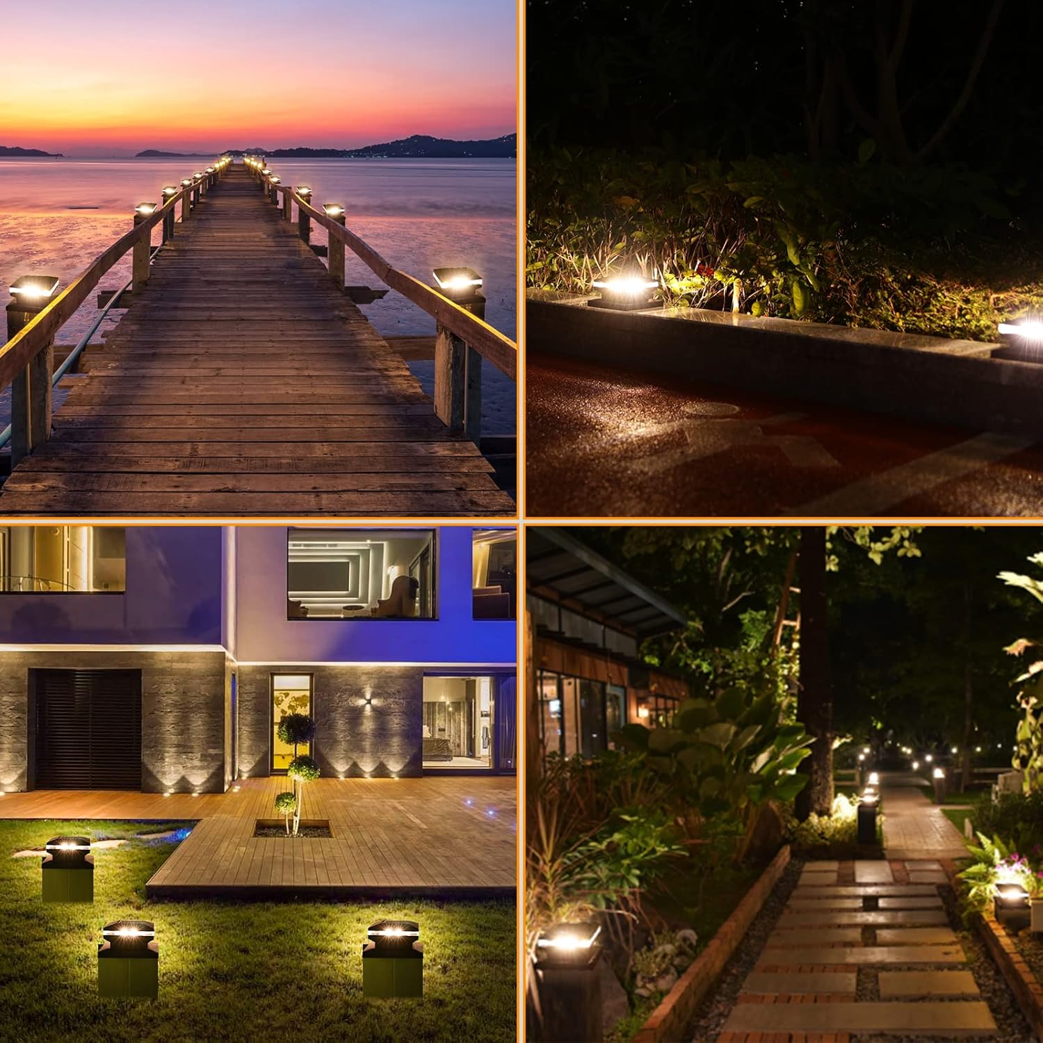 Solar Post Cap Lights, 8pcs Outdoor Fence Post Lights for Patio, Deck, Pathway and Garden Decoration