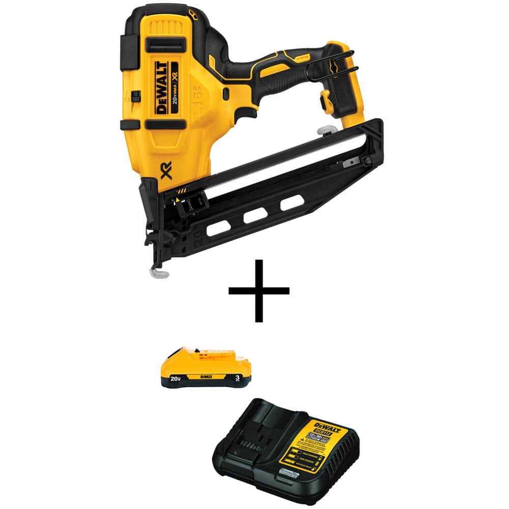 DEWALT 20V MAX XR Lithium-Ion 16-Gauge Cordless Angled Finish Nailer Battery and - Shop Hardware Tools Online Store