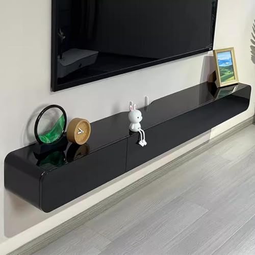 Small Apartment TV Cabinet Floating TV Unit for Living Room Modern Wall-Mounted TV Storage Space-Saving TV Console Wall-Mounted Media Shelf