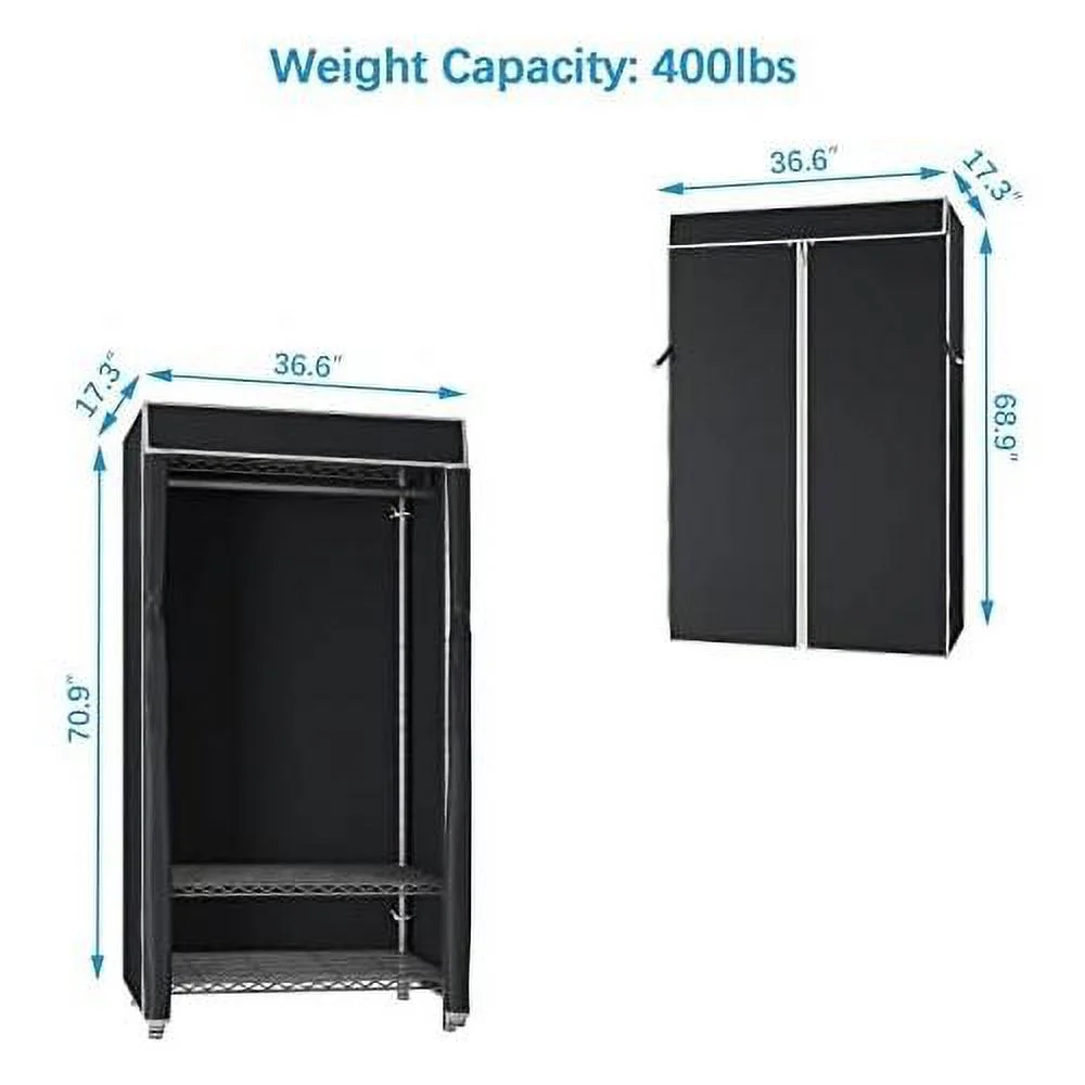 V1S 3 Tiers Garment Racks With Cover Clothing Rack For Hanging Clothes Free Standing Wardrobe Closet For Small Spaces Heavy Duty Clothes Rack