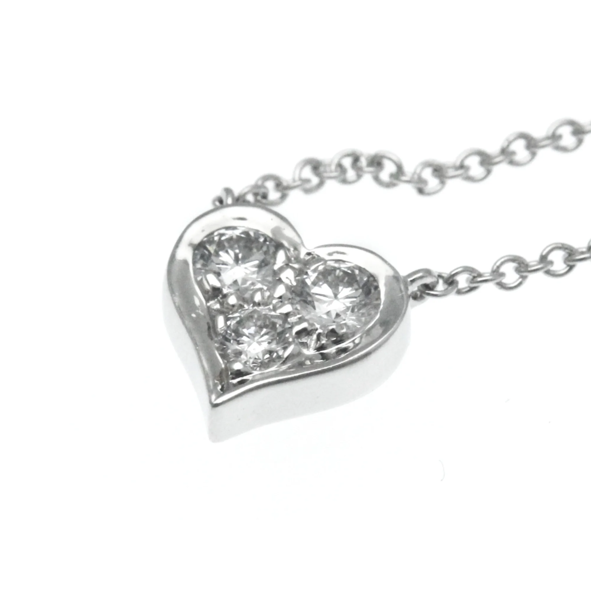 Pre-Owned Tiffany Sentimental Heart Necklace Platinum Diamond Men,Women Fashion Pendant Necklace (Silver) (Good)