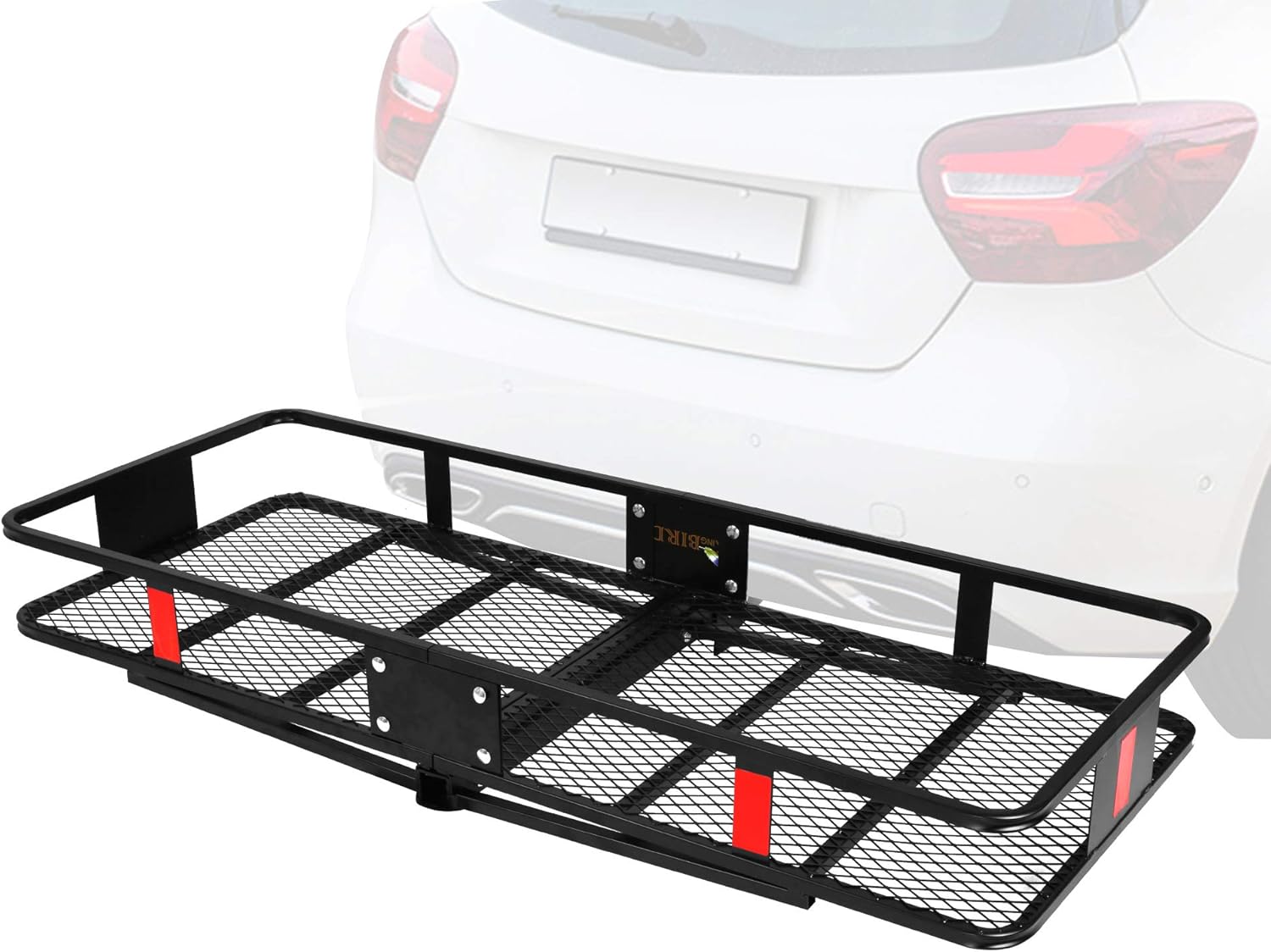 CARSTY 60” x 24” x 6.5” Hitch Mounted Folding Cargo Carrier, 500LBS Capacity Heavy Duty Basket Rack, Fit 2" Receiver Hitch