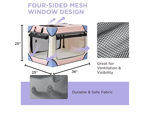 Lesure Soft Collapsible Dog Crate - 42 Inch Portable Travel Crate for Extra Large Dogs Indoor & Outdoor