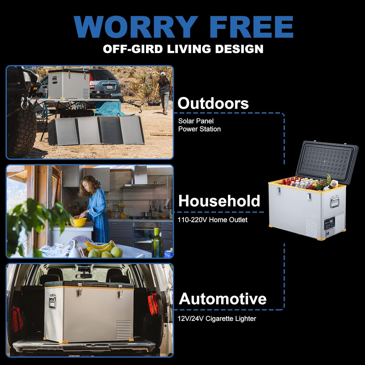 SetPower RV45S Single Zone Portable Refrigerator with DC Converter, 12 Volt Fridge Freezer for Home and Car Use, Ideal for Traveling, Camping, 0℉-50℉