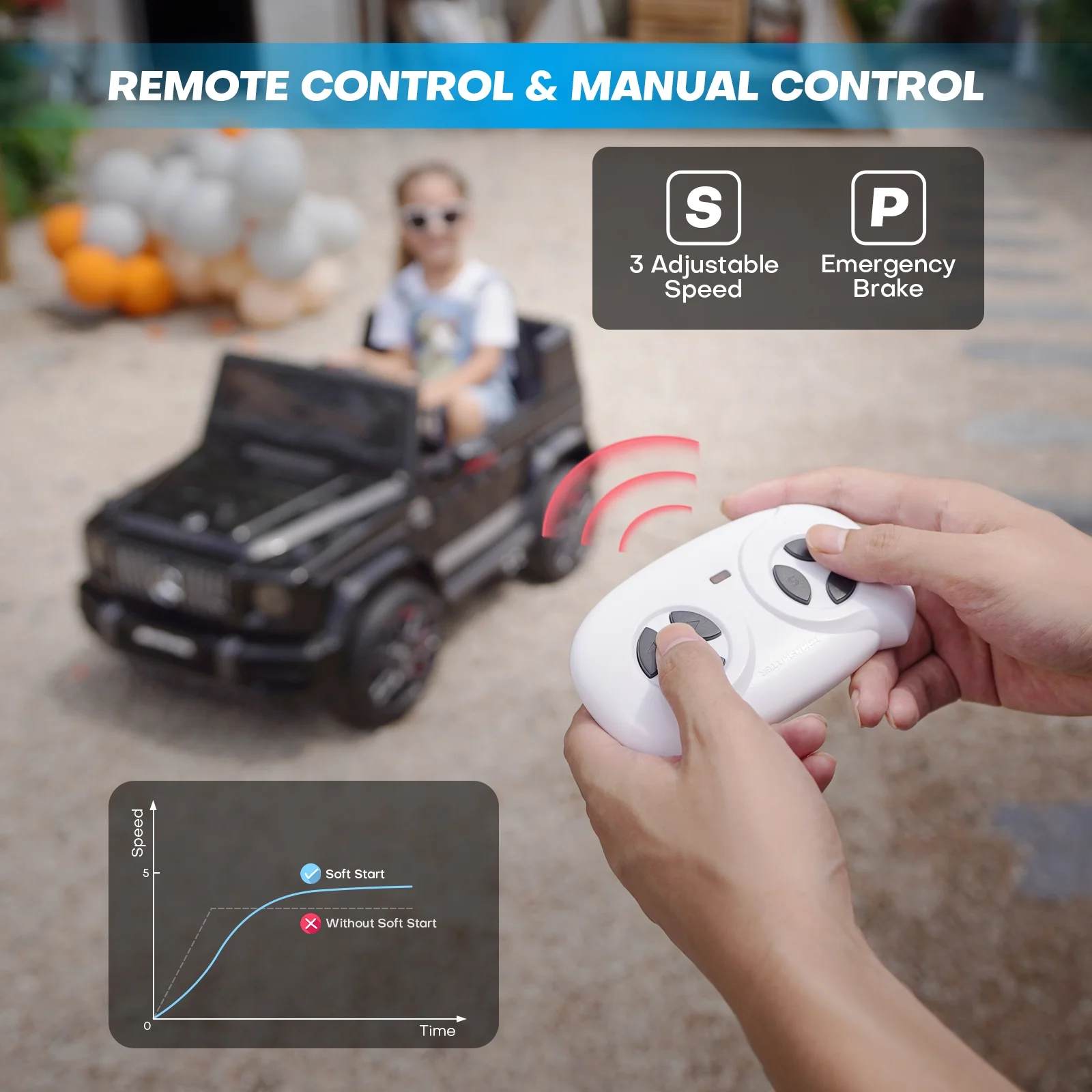 TEOAYEAH Plus Size Licensed Mercedes-Benz G63 Kids Ride on Car with Parent Remote, 12 V 10Ah, Wireless Music, Suspension System, Ideal Gift to Kids