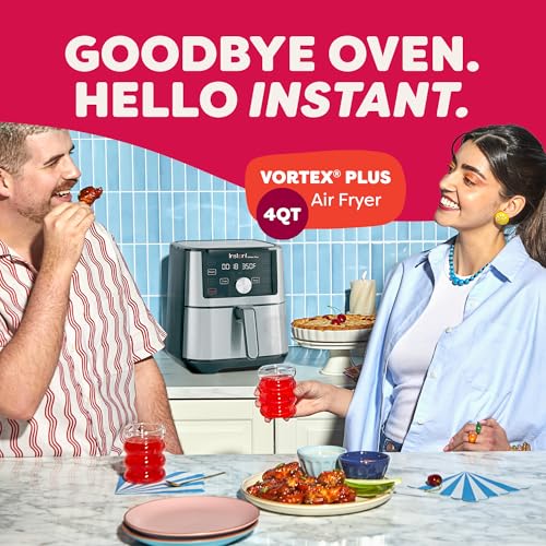 Instant Pot Vortex Plus 4QT Air Fryer, Custom Program Options, 6-in-1 Functions Crisps, Broils, Roasts, Dehydrates, Bakes, Reheats