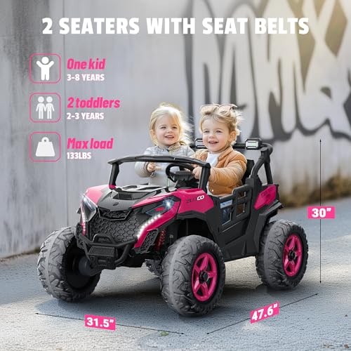24V 2 Seater Ride on Car Truck, 4x200W, EVA Tires, 4WD/2WD, Rainbow Lights, Remote Control, Shock Absorbers, Bluetooth