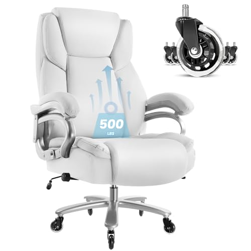 Big and Tall Office Chair 500lbs, Heavy Duty Executive Office Leather Chair for Heavy People
