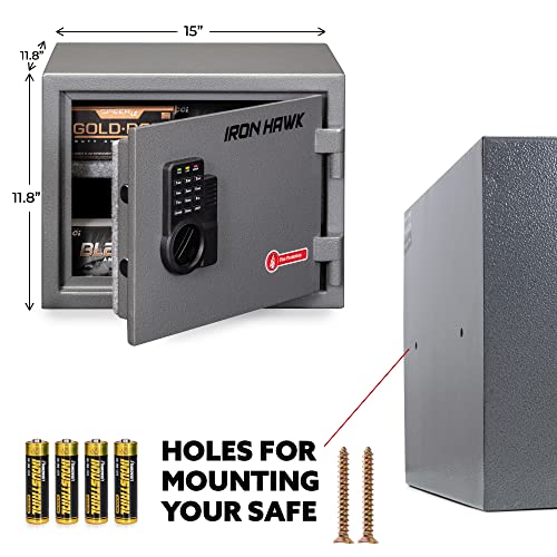 Iron Hawk Fireproof Document Box Combination Safe - Fireproof Safe - Fire Proof Safe Boxes For Home - Fireproof Wall Safe - Fireproof Lock Box